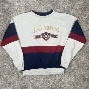 Vintage 90s Streetwear Las Vegas Sweatshirt Sweater Size XL Multicolored Striped
